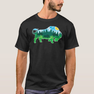 Djurpark Utomhus Djur Camping Människor Buffalo Bi T Shirt