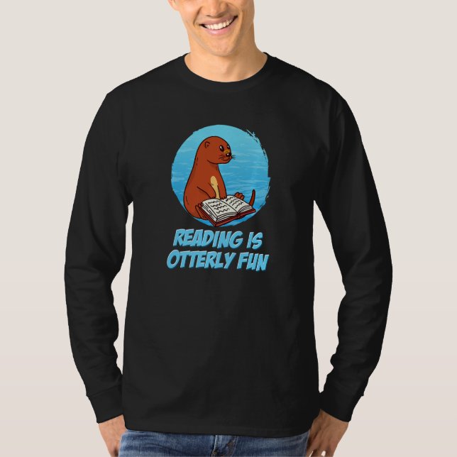 Djurparksbok Djur  Bokmask  Havsutter Läsning T Shirt (Framsida)