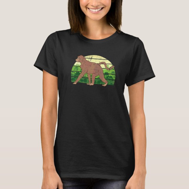 Djurparksdjur  Djungelschimpans Retroapa T Shirt (Framsida)