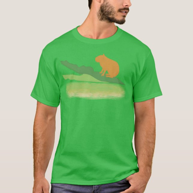 Djurparksdjur Pun Capybara Krokodil vänner T Shirt (Framsida)