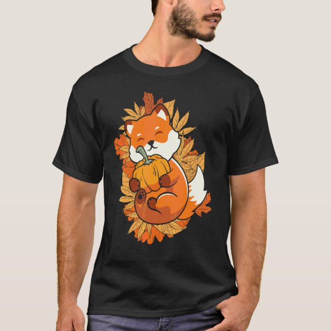 Djurparksdjur Räv Höst Fallande Löv Skogs djur T Shirt (Framsida)