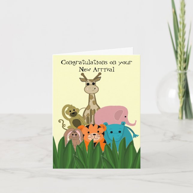 Djurparksdjurs nya bebis gratulationer kort (Framsida)