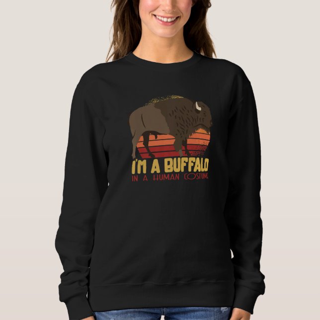 Djurparksdräkt Djur Vänner Buffalo Retro Tema T Shirt (Framsida)