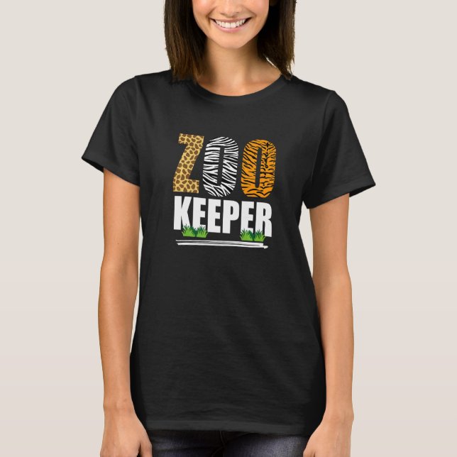 Djurparksvakt Djurpark Afrikanska Djur Zebra Giraf T Shirt (Framsida)