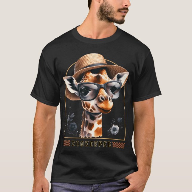 Djurparksväktare Giraff Safari Zoo Väktare - stil T Shirt (Framsida)