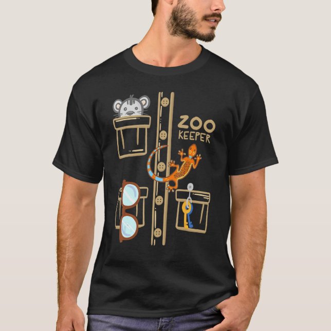 Djurparksvakts kostym Halloween djungelutforskare T Shirt (Framsida)