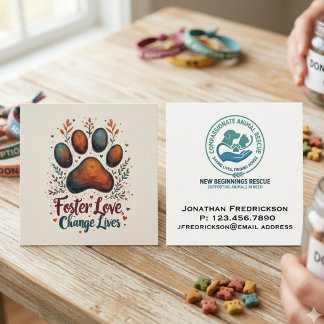 DjurRäddningsSällskapet Lägg Till Din Egen Logotyp Fyrkantigt Visitkort