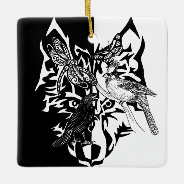 Djurriktlinjer för minnen, keramiska prydnadsförem julgransprydnad keramik (Framsida)