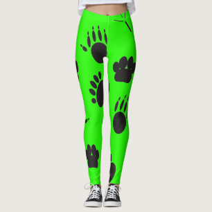 Djurs och fåglars fotavtryck, gröntens bakgrund leggings