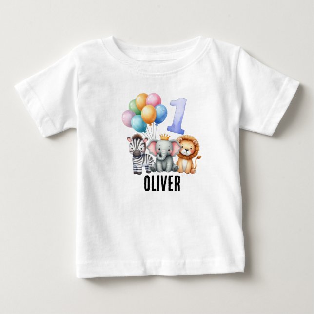 Djurs personlig 1:a födelsedag Pojke T-shirt (Framsida)