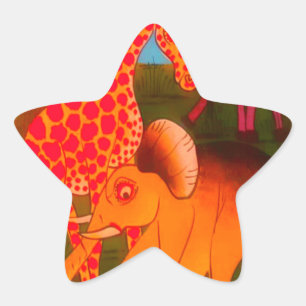 Djursafari färg, färglös afrikansk vild stjärnformat klistermärke