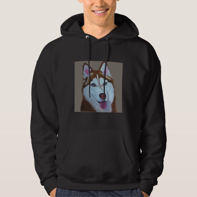 Djursamling Red Siberian husky Hoodie (Framsida)