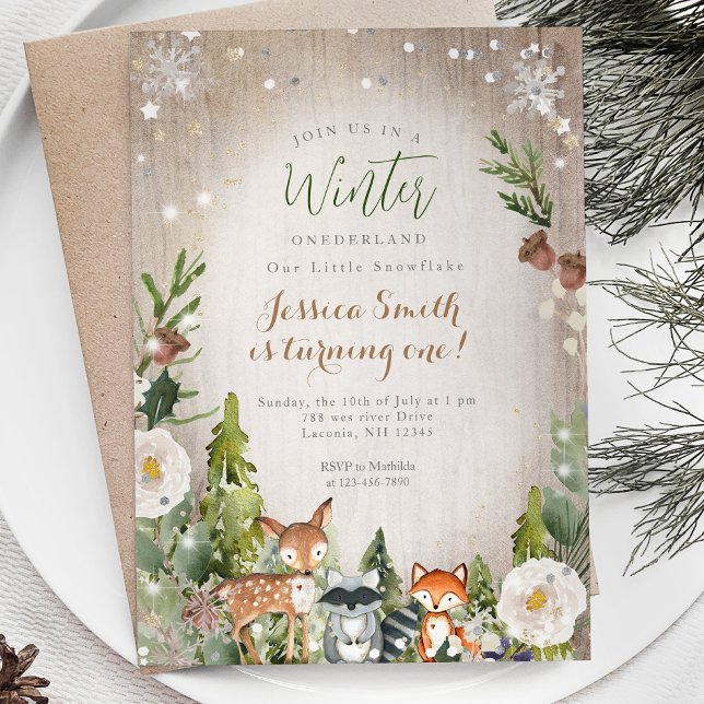 Djurskog i Onederland 1:a födelsedag Inbjudningar (Skapare uppladdad)