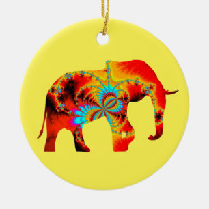Djurskydd - Elephant Silhouette Fractal 1 Julgransprydnad Keramik