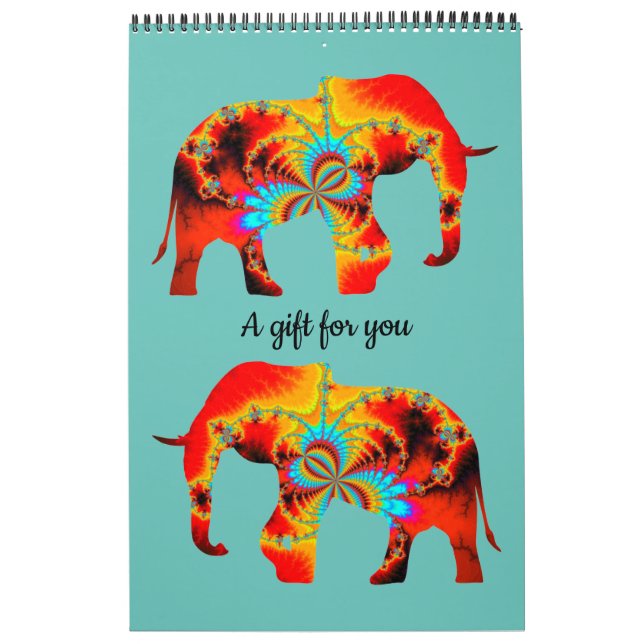 Djurskydd - Elephant Silhouette Fractal 1 Kalender (Omslag)