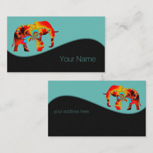 Djurskydd - Elephant Silhouette Fractal 1 Visitkort