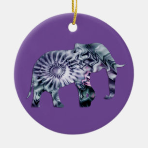 Djurskydd - Elephant Silhouette Fractal 2 Julgransprydnad Keramik
