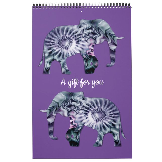 Djurskydd - Elephant Silhouette Fractal 2 Kalender (Omslag)