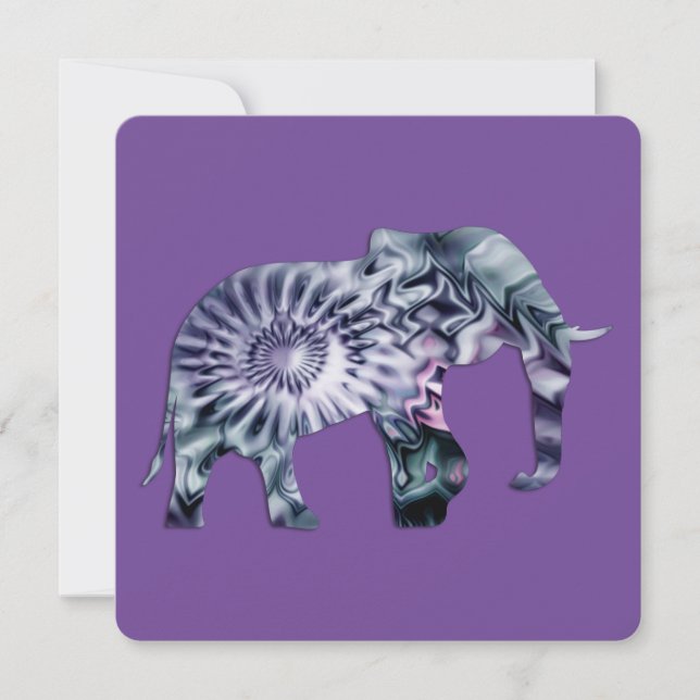 Djurskydd - Elephant Silhouette Fractal 2 Kort (Framsida)