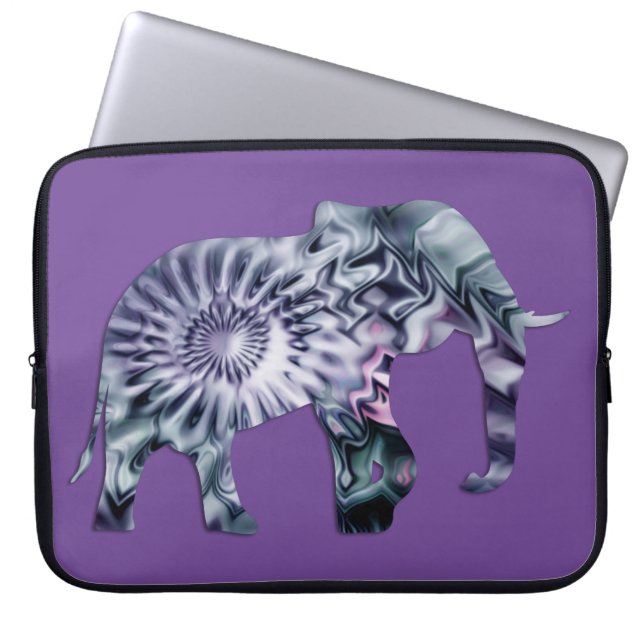 Djurskydd - Elephant Silhouette Fractal 2 Laptop Fodral (Framsidan)