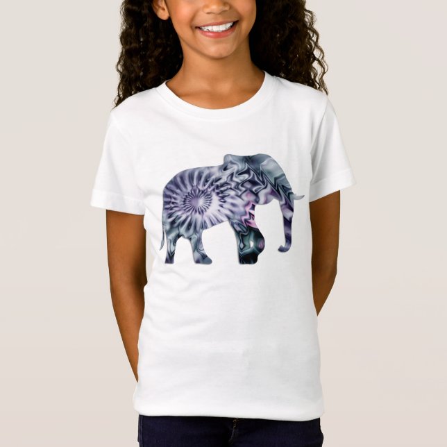 Djurskydd - Elephant Silhouette Fractal 2 T Shirt (Framsida)