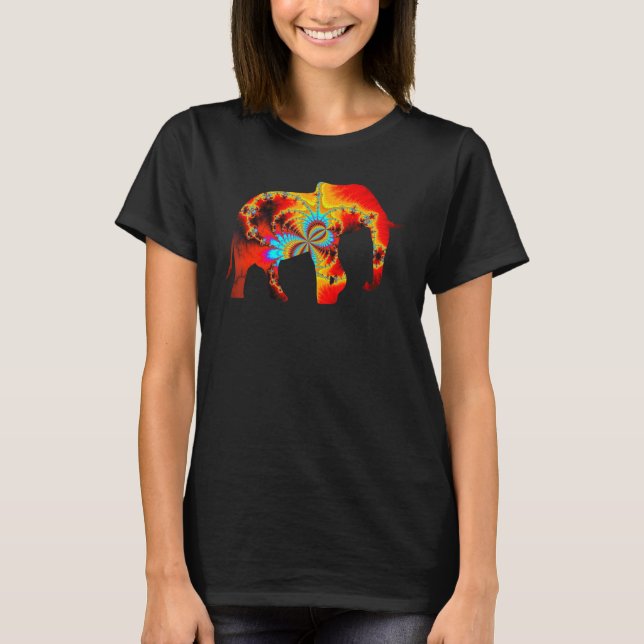 Djurskydd Elephant Silhouette Mönster Fillin T Shirt (Framsida)