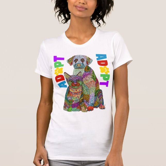 Djurskydd Hund och Katt Adopt Köp inte T Shirt (Framsida)