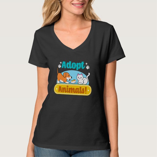 Djurskydd Sparar katter Hundar Cute Animal Rädding T Shirt (Framsida)