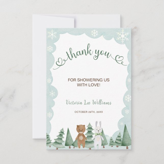 Djursnowflake Winter Baby Shower Tack för ditt kor (Framsida)