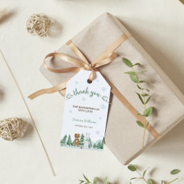 Djursnowflake Winter Baby Shower Tack för ditt kor Presentetikett