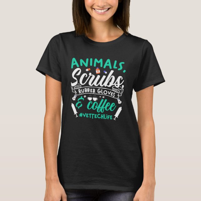 Djursnubbhandskar och kaffeveterinär t shirt (Framsida)