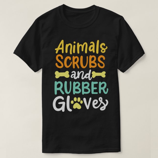 Djurspubbar och gummihandskar veterinär t shirt (Design framsida)