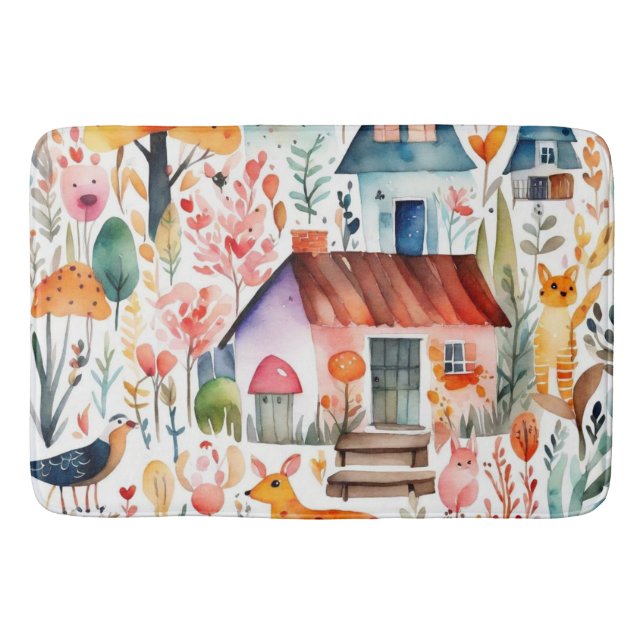 Djurstallar i centrala blommigten badrumsmatta (Framsidan)