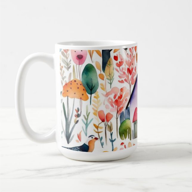 Djurstallar i centrala blommigten kaffemugg (Vänster)