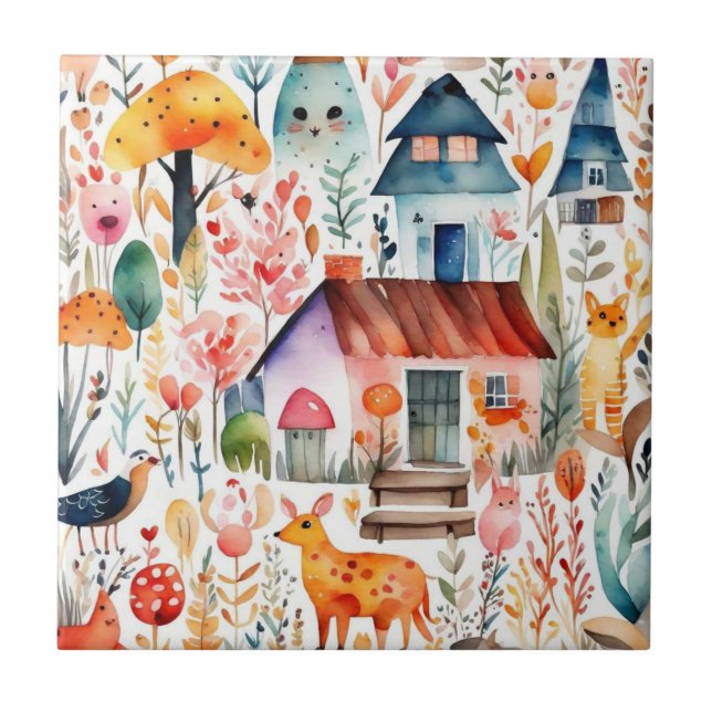 Djurstallar i centrala blommigten kakelplatta (Framsidan)