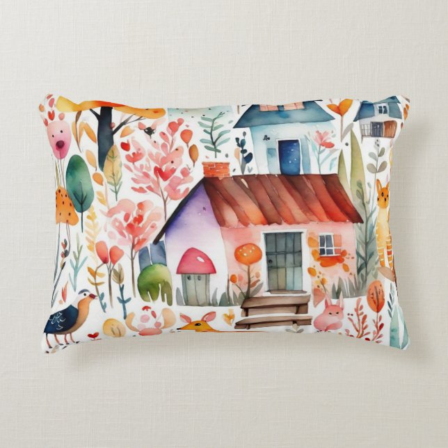 Djurstallar i centrala blommigten prydnadskudde (Framsidan)