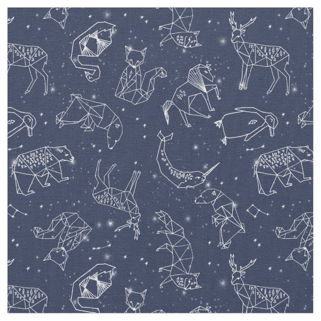 Djurstallar, Mönster Navy Blue Fabric Tyg (Närbild)