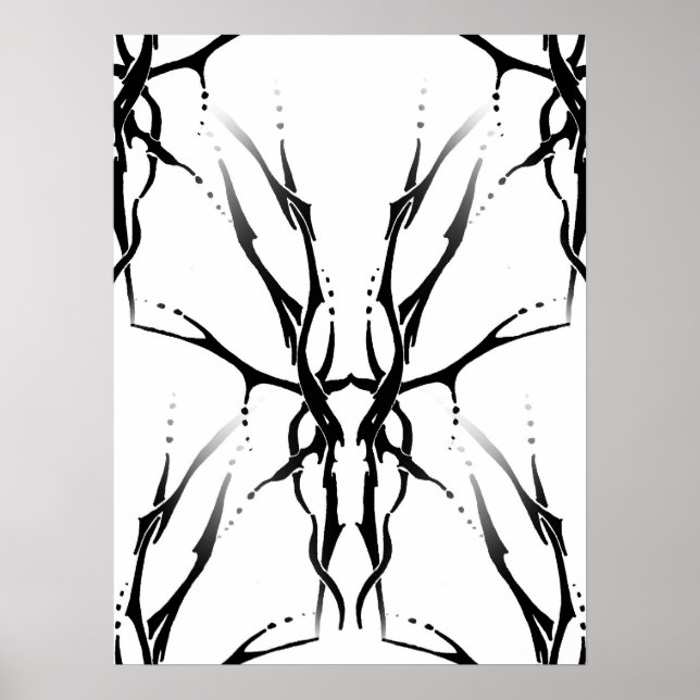 Djurstammen tatuering design för hjärnskål Digital Poster (Framsidan)
