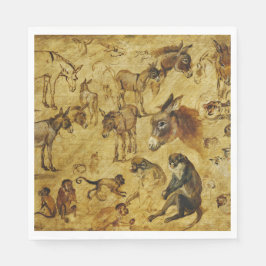 Djurstudier: Donkey, apa, katter och Hundar Pappersservett