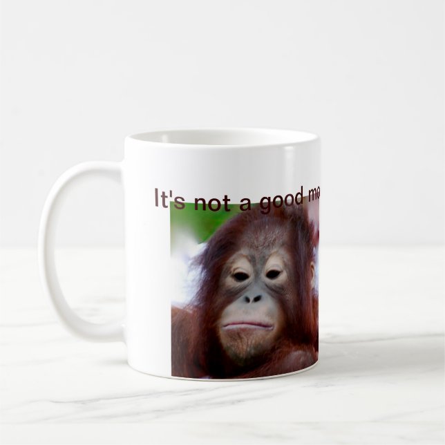 Djurt ansikte för Grumpy Orangutan Kaffemugg (Vänster)