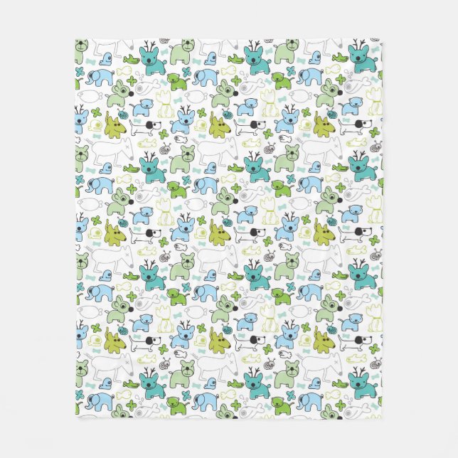 djurt bakgrundsmönster för ungar fleecefilt (Framsidan)