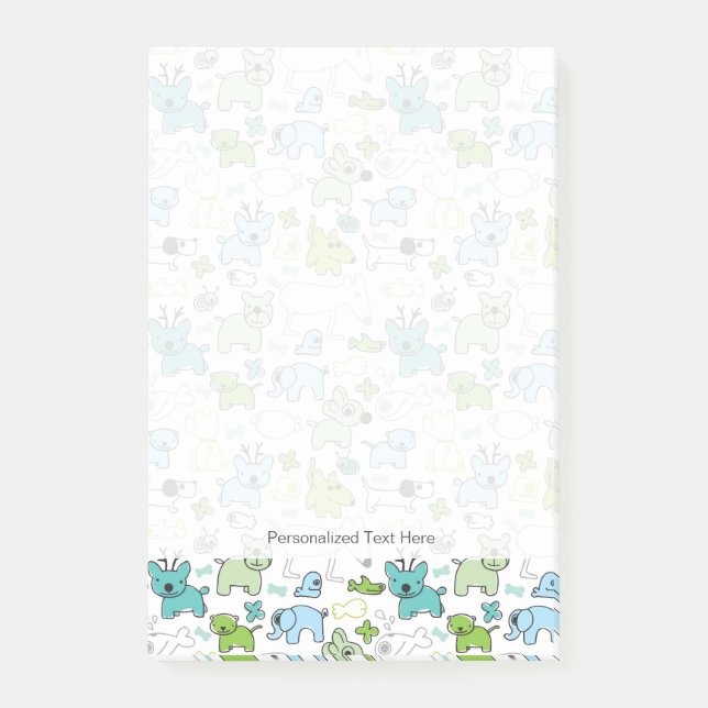 djurt bakgrundsmönster för ungar post-it block (Framsida)