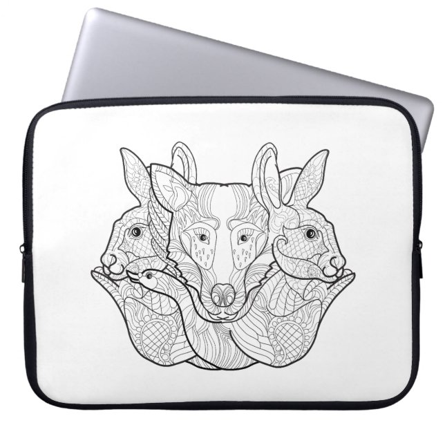 Djurt klotter för grupp laptop sleeve (Framsidan)