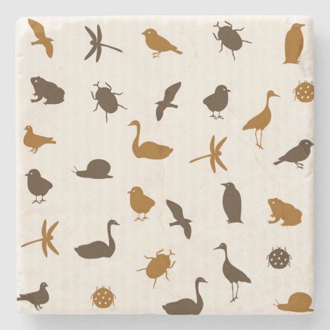 Djurt mönster 2 underlägg sten (Framsidan)