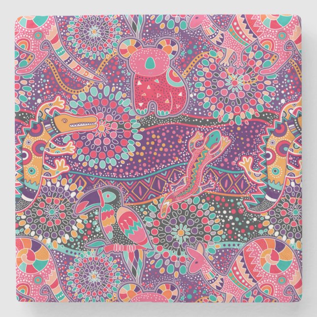 Djurt mönster för etnisk stil underlägg sten (Framsidan)