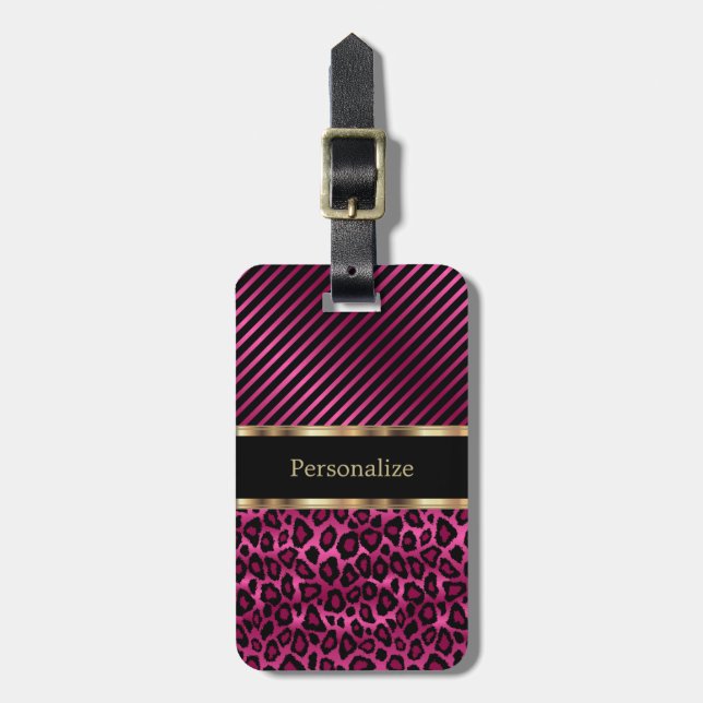 Djurt mönster för rosa Leopard Bagagebricka (Vertikal Framsida)