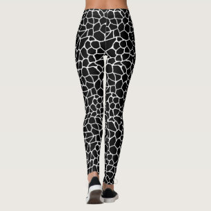 Djurt mönster för svartvitt girafftryck leggings