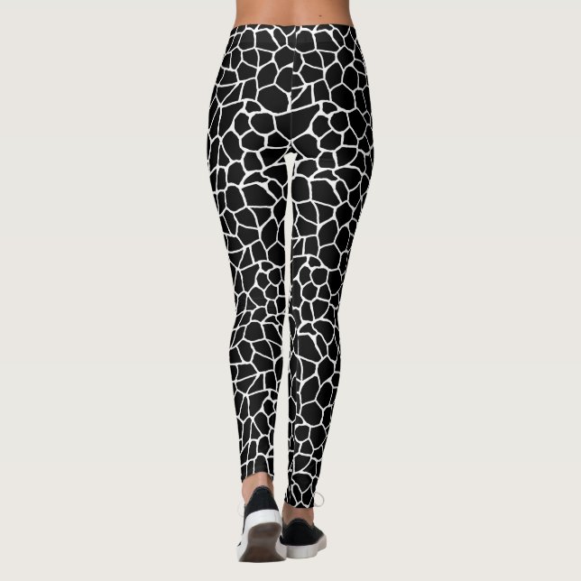 Djurt mönster för svartvitt girafftryck leggings (Baksida)
