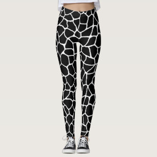Djurt mönster för svartvitt girafftryck leggings
