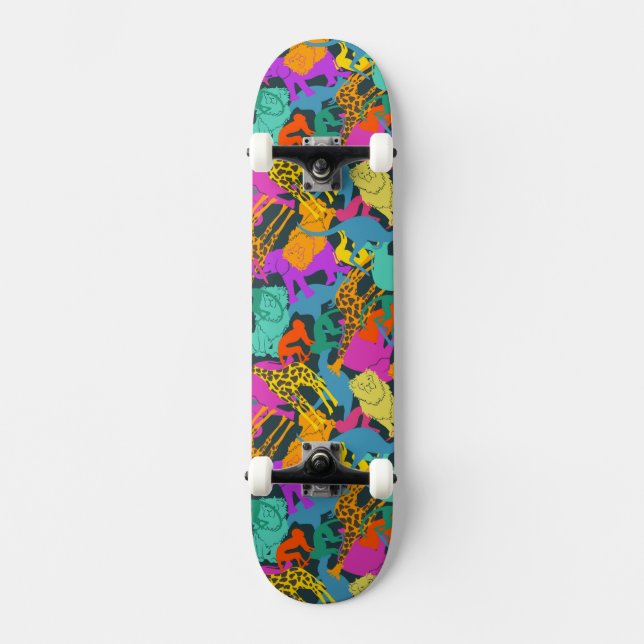 Djurt Silhouettesmönster Old School Skateboard Bräda 21,6 Cm (Framsida)